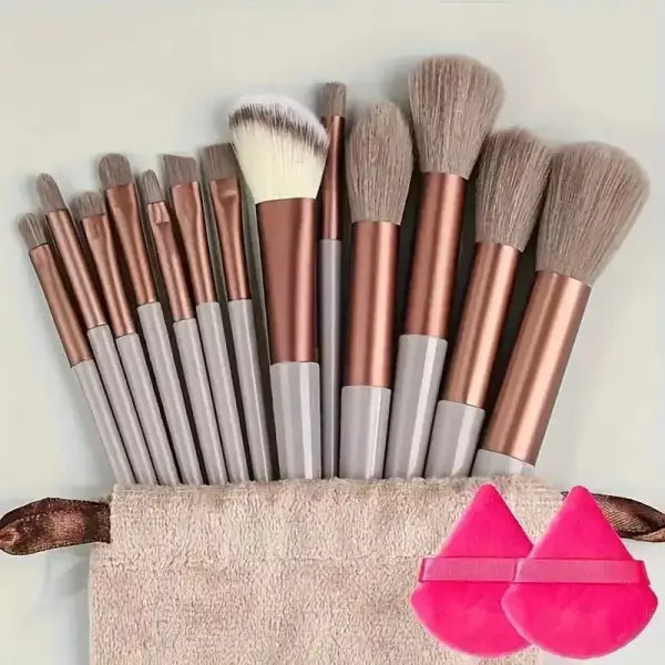 13pcs Premium Synthetic Nylon Bristle Makeup Brush Set - Soft Gentle and Cruelty-Free for Flawless Foundation Blush