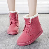 Suede Women Snow Boots with Artificial Wool Lining