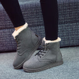Suede Women Snow Boots with Artificial Wool Lining