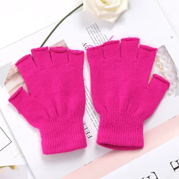 Unisex Opera Knit Cotton Gloves - Rose Red