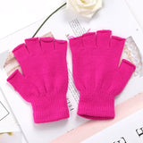 1Pair Unisex Black Half Finger Fingerless Gloves for Women and Men Wool Knit Wrist Cotton Winter Warm Work Mittens