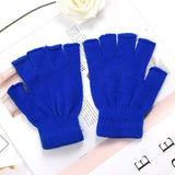1Pair Unisex Black Half Finger Fingerless Gloves for Women and Men Wool Knit Wrist Cotton Winter Warm Work Mittens
