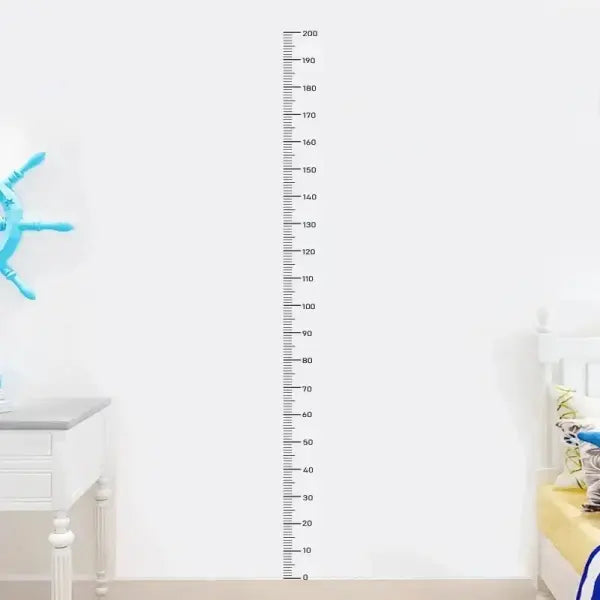 Kids growth chart wall sticker with waterproof self adhesive ruler - black