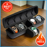 5-Slot Watch Case Hard Shell Black Travel Organizer - black