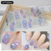 1pc DIY Baking-free Nail Stickers Long-Lasting Solid Color Fresh Flowers Christmas Autumn Nail Strips Patch Full Cover