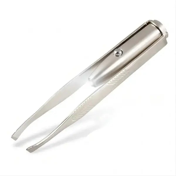 Eyebrow Hair Remove Tweezer Stainless Steel LED Precision Makeup Tool - Cross Striation