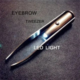 1pc Portable Stainless Steel Smart Design Eyebrow Hair Remove Tweezer With LED Light Makeup Tool - Silver