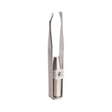 1pc Portable Stainless Steel Smart Design Eyebrow Hair Remove Tweezer With LED Light Makeup Tool - Cross Striation
