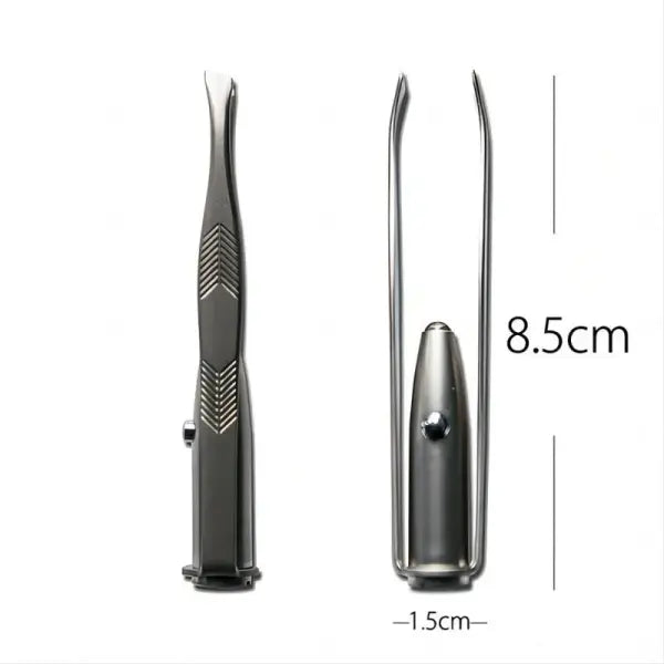 Eyebrow Hair Remove Tweezer Stainless Steel LED Precision Makeup Tool - Cross Striation
