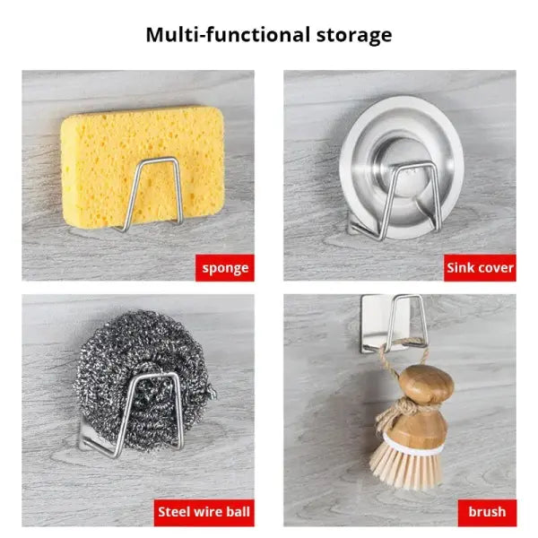Stainless Steel Sink Sponge Rack Metal Kitchen Supplies Organizer - 2pcs