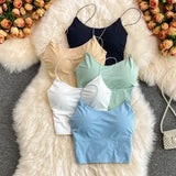 Seamless Ice Silk Tube Top Padded Wireless Backless Summer Bralette - One Size / Khaki