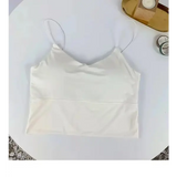 1pc Women Sexy Solid Color Camisole Ice Silk Tube Seamless Sports Tank Top Wireless Underwear Padded Bra Bralette Vest