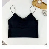 1pc Women Sexy Solid Color Camisole Ice Silk Tube Seamless Sports Tank Top Wireless Underwear Padded Bra Bralette Vest