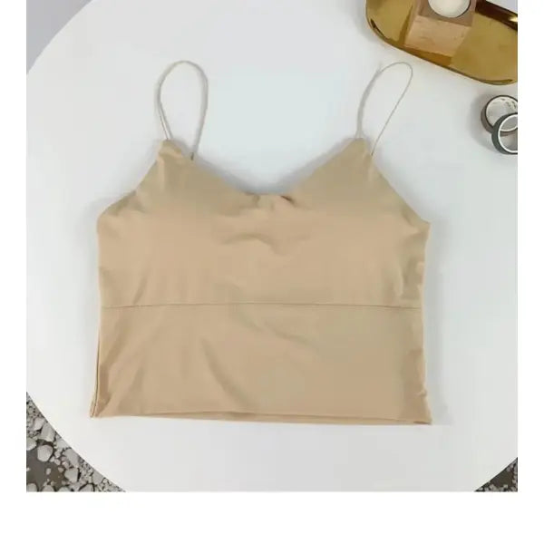 Seamless Ice Silk Tube Top Padded Wireless Backless Summer Bralette - One Size / Khaki