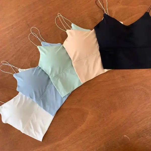 Seamless Ice Silk Tube Top Padded Wireless Backless Summer Bralette - One Size / Khaki