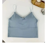 1pc Women Sexy Solid Color Camisole Ice Silk Tube Seamless Sports Tank Top Wireless Underwear Padded Bra Bralette Vest