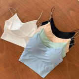 Seamless Ice Silk Tube Top Padded Wireless Backless Summer Bralette - One Size / Khaki