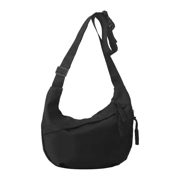 Classy Large Capacity TPU Single Shoulder Bag with Silt Pocket - Black