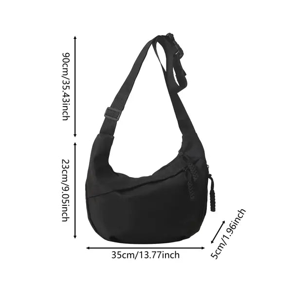 Classy Large Capacity TPU Single Shoulder Bag with Silt Pocket - Black