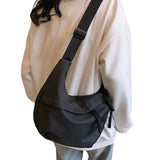 Classy Large Capacity TPU Single Shoulder Bag with Silt Pocket - Black
