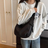 Classy Large Capacity TPU Single Shoulder Bag with Silt Pocket - Black