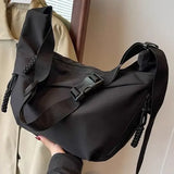 Classy Large Capacity TPU Single Shoulder Bag with Silt Pocket - Black