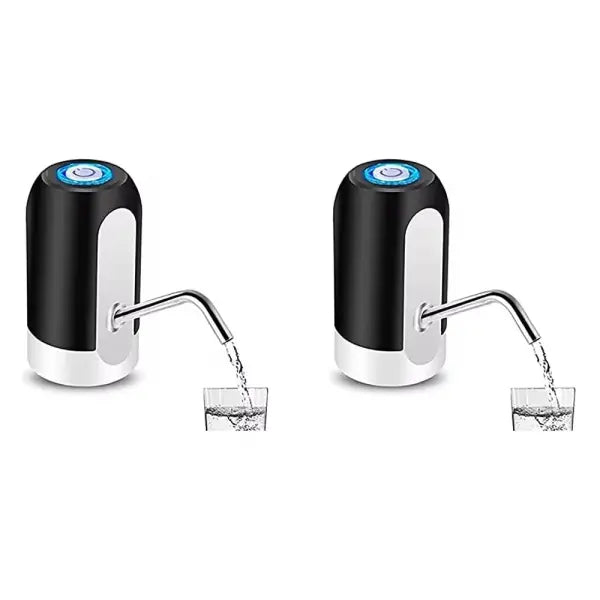 Water Bottle Pump USB Charging Plastic Auto Switch Hydration Tool - 2 pcs Black