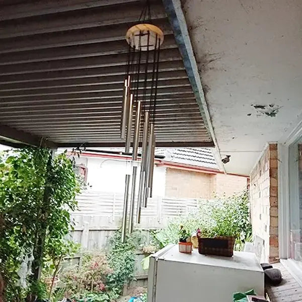 1piece 12 Tubes Aluminum Alloy Wind Chimes with Hook Gold/silver Bells for Outside Home Wedding Party Memorial