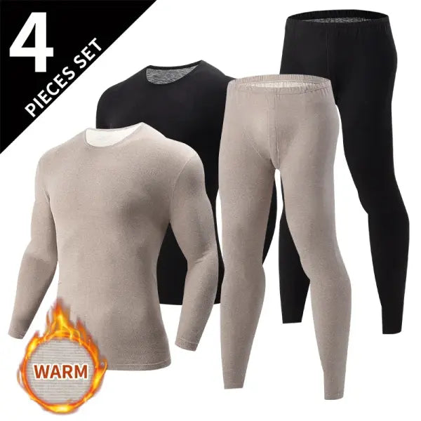 Men’s Polyester Spandex Knit Long Johns - 4pcs-mbhei / US-XXL (Asian4XL)