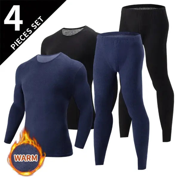 Men’s Polyester Spandex Knit Long Johns - 4pcs-zqhei / US-S (AsianL)