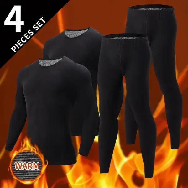 Men’s Polyester Spandex Knit Long Johns - 4pcs-hei / US-XL (AsianXXXL)