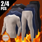 2/4 Pcs Men’s Solid Color Simple Autumn And Winter Thermal Underwear Comfortable And Casual Bottoming Underwear