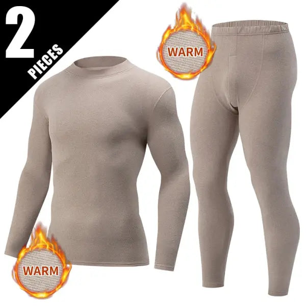 Men’s Polyester Spandex Knit Long Johns - 2pcs-cjw-zttz-mb / US-S (AsianL)