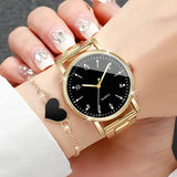 4PCS Fashion Arabic Dial Women’s Quartz Watch and Bracelet Set
