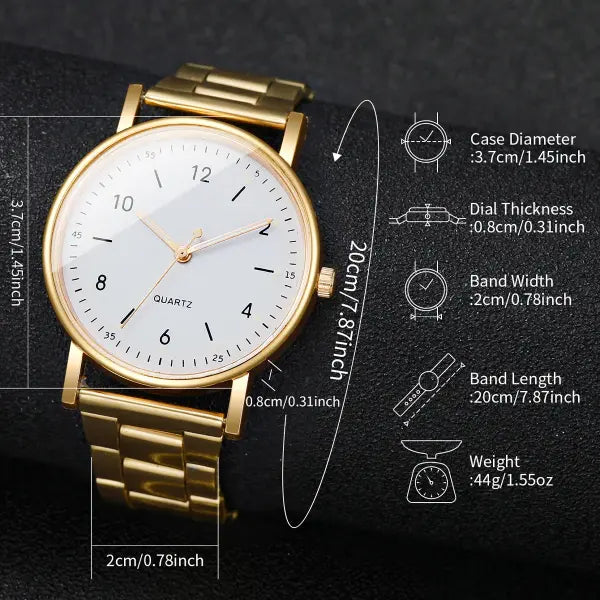 4PCS Fashion Arabic Dial Women’s Quartz Watch and Bracelet Set