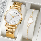 4PCS Fashion Arabic Dial Women’s Quartz Watch and Bracelet Set - 2PCS White No Box
