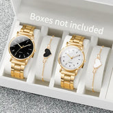 4PCS Fashion Arabic Dial Women’s Quartz Watch and Bracelet Set - 4PCS Set Without Box