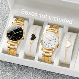 4PCS Fashion Arabic Dial Women’s Quartz Watch and Bracelet Set - 4PCS Set Without Box