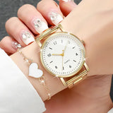 4PCS Fashion Arabic Dial Women’s Quartz Watch and Bracelet Set