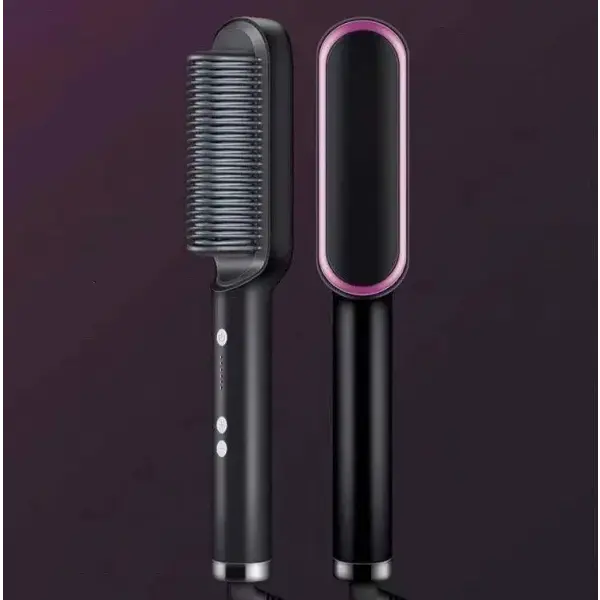 2 In 1 Hair Straightener Hot Comb with Negative Ion Technology - 2pcs A Black / US / With box - Hair Straightener