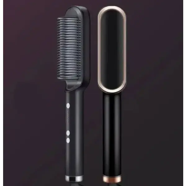 2 In 1 Hair Straightener Hot Comb with Negative Ion Technology - 2pcs A Black / US / With box - Hair Straightener