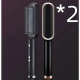2 In 1 Hair Straightener Hot Comb with Negative Ion Technology - 2pcs A Black / US / With box - Hair Straightener