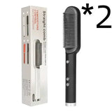 2 In 1 Hair Straightener Hot Comb with Negative Ion Technology - 2pcs A Black / US / With box - Hair Straightener