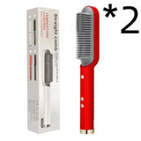 2 In 1 Hair Straightener Hot Comb with Negative Ion Technology - 2pcs A Black / US / With box - Hair Straightener
