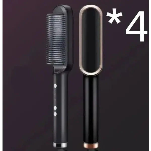 2 In 1 Hair Straightener Hot Comb with Negative Ion Technology - 2pcs A Black / US / With box - Hair Straightener