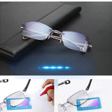 Rimless Reading Glasses Blue Light Bifocal Acrylic Rectangle 2 Pair