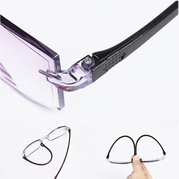Rimless Reading Glasses Blue Light Bifocal Acrylic Rectangle 2 Pair