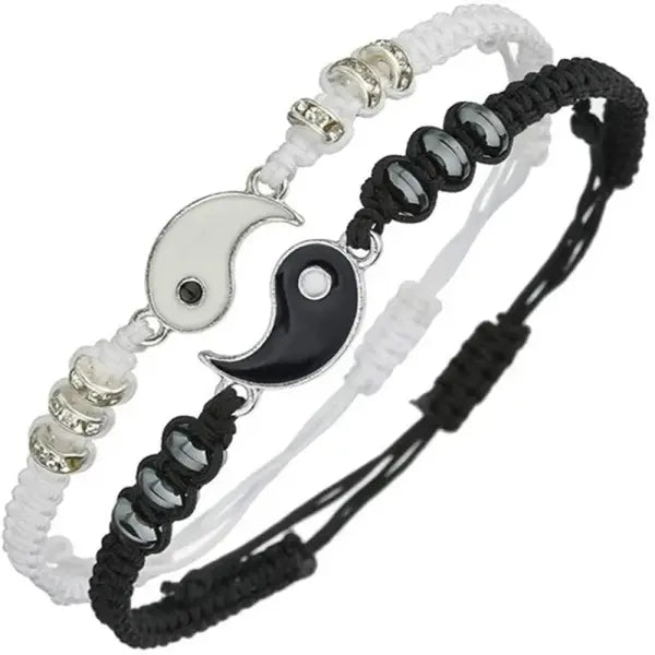 Tai Chi Bracelet Jewelry Set Couple Black White Zinc Alloy Daily Wear - Imitation Rhodium Plated