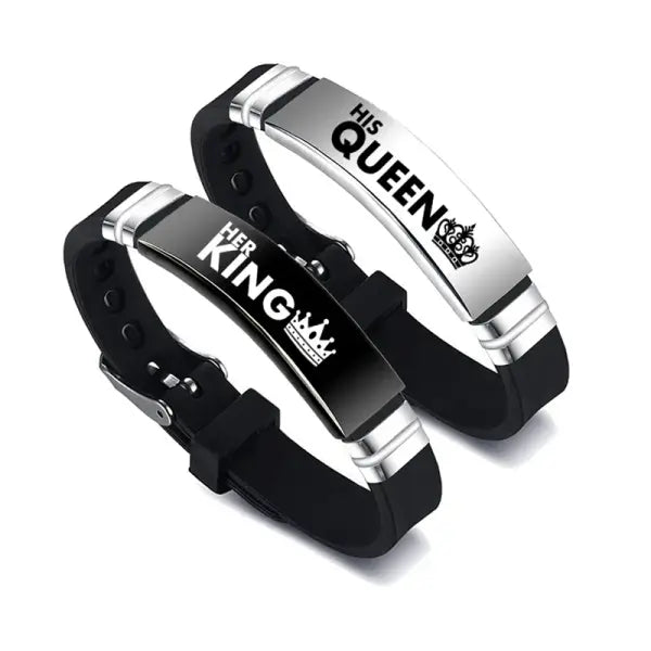 His Queen Her King Couple Bracelet Stainless Steel Set - 2