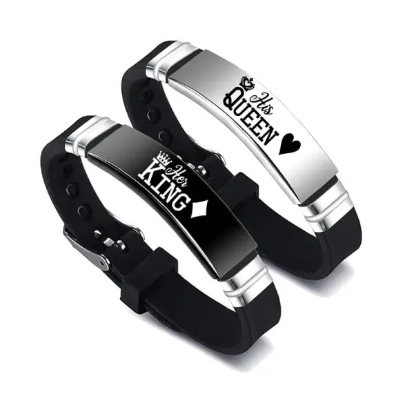 His Queen Her King Couple Bracelet Stainless Steel Set